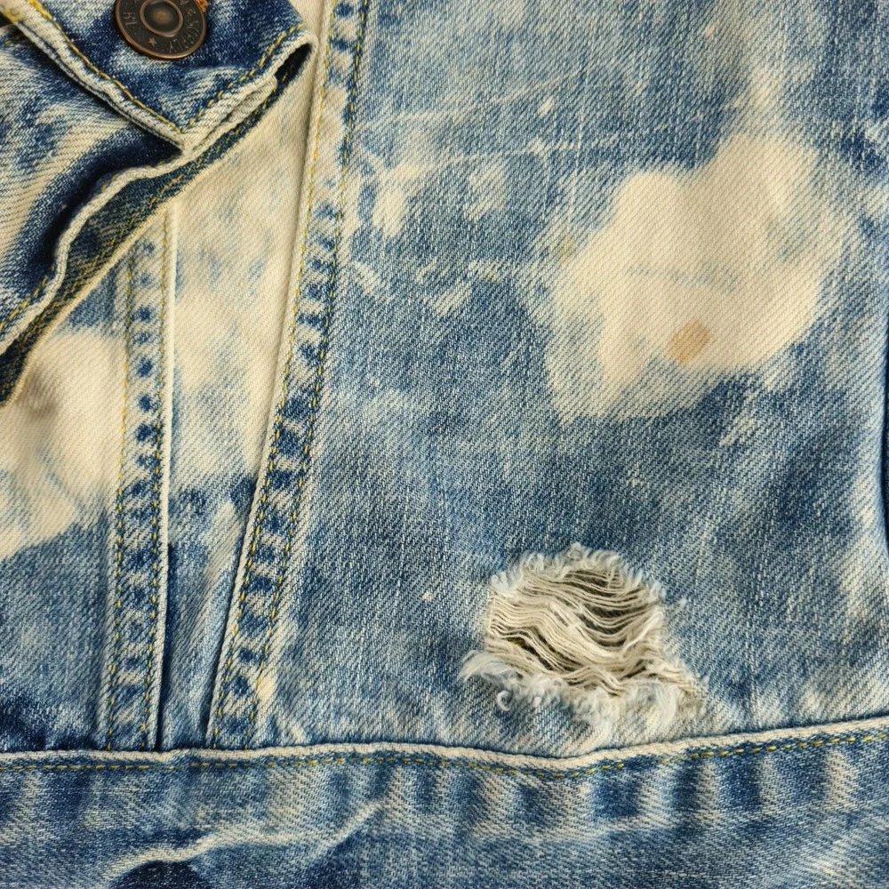 Denim & Supply Ralph Lauren Jean Jacket Womens Sz Large Distressed Denim Trucker